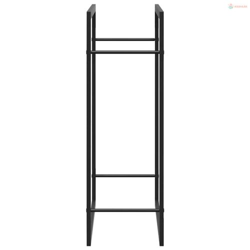 Fekete acél tűzifatároló állvány 80x28x86 cm