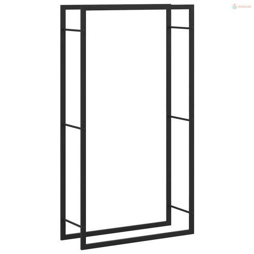 Matt fekete acél tűzifatartó 80x28x154 cm