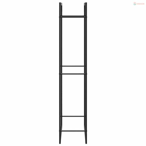 Matt fekete acél tűzifatartó 80x28x154 cm