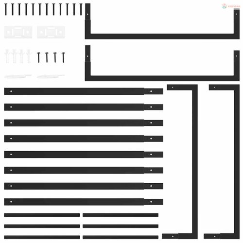 Matt fekete acél tűzifatartó 80x28x154 cm