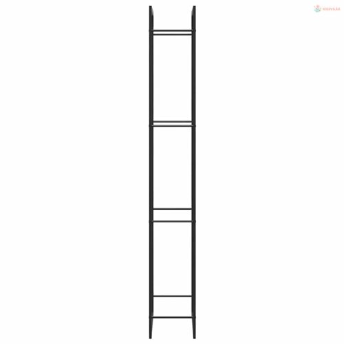 Matt fekete acél tűzifatartó 80x28x222 cm