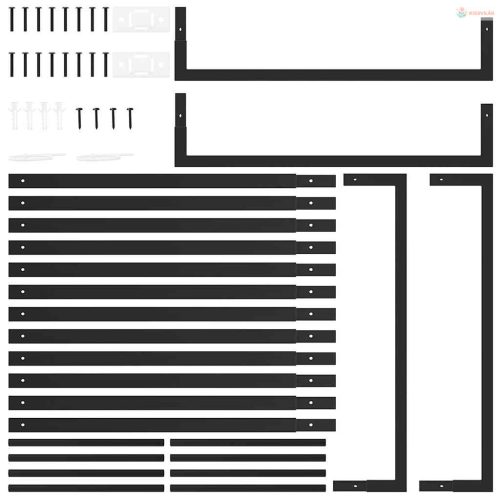 Matt fekete acél tűzifatartó 80x28x222 cm