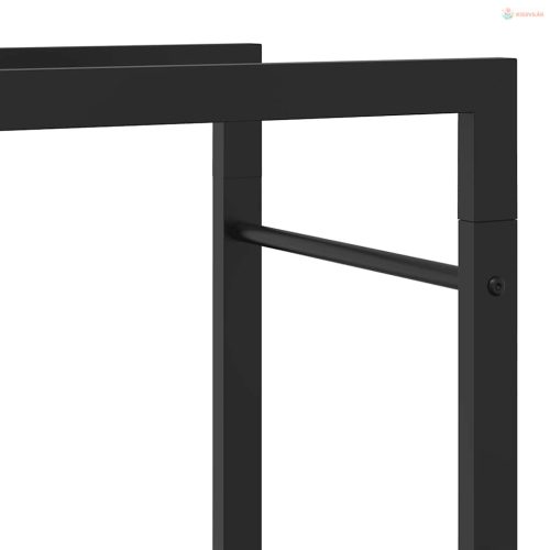 Matt fekete acél tűzifatartó 80x28x222 cm