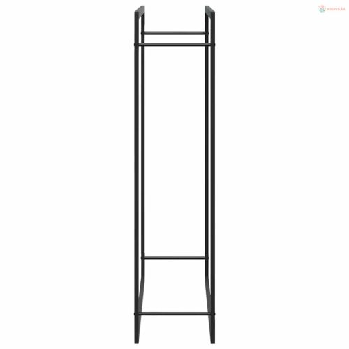 Fekete acél tűzifatároló állvány 110x28x116 cm