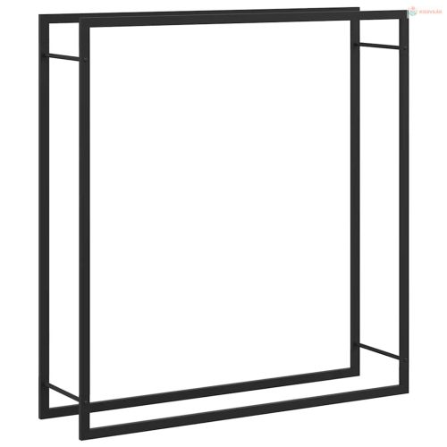 Fekete acél tűzifatároló állvány 110x28x116 cm