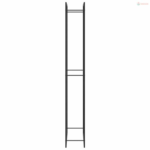 Fekete acél tűzifatároló állvány 110x28x214 cm
