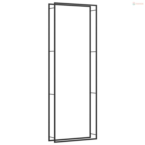 Fekete acél tűzifatároló állvány 110x28x312 cm