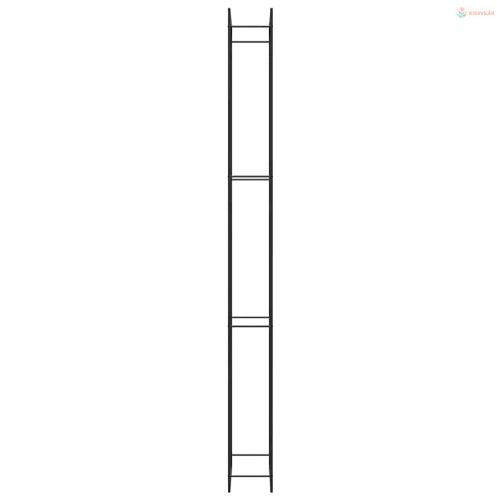 Fekete acél tűzifatároló állvány 110x28x312 cm