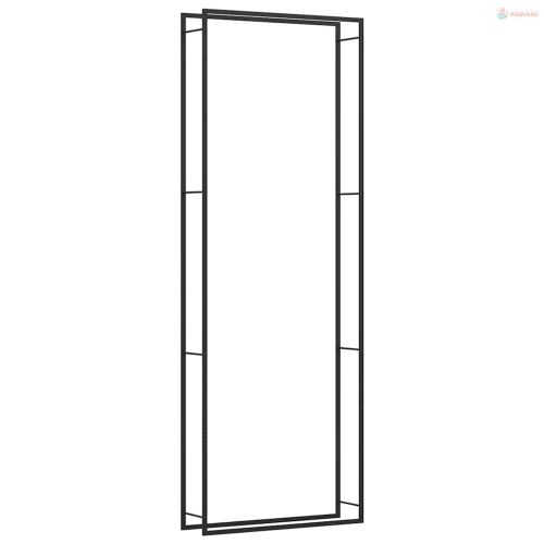 Fekete acél tűzifatároló állvány 110x28x312 cm