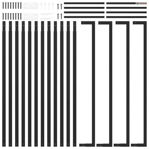 Fekete acél tűzifatároló állvány 110x28x312 cm