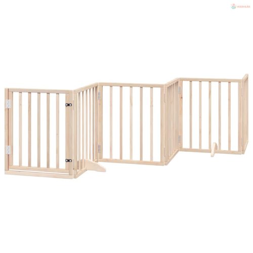 Összecsukható ajtós kutyakapu 6 panellel, 300 cm, nyárfa