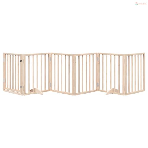 Összecsukható ajtós kutyakapu 6 panellel, 300 cm, nyárfa