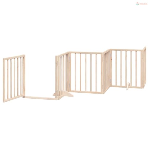 Összecsukható ajtós kutyakapu 6 panellel, 300 cm, nyárfa