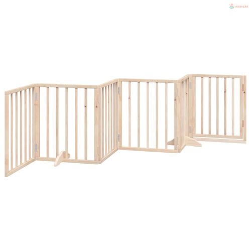 Összecsukható ajtós kutyakapu 6 panellel, 300 cm, nyárfa