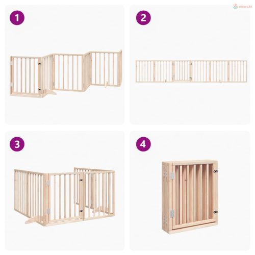 Összecsukható ajtós kutyakapu 6 panellel, 300 cm, nyárfa