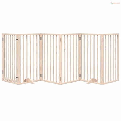 Összecsukható ajtós kutyakapu 6 panellel, 300 cm, nyárfa
