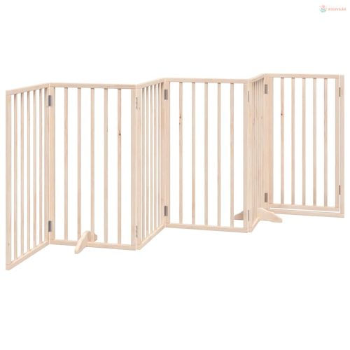 Összecsukható ajtós kutyakapu 6 panellel, 300 cm, nyárfa