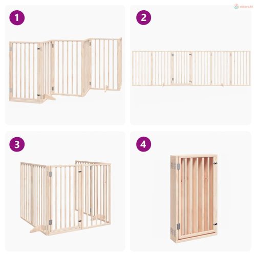 Összecsukható ajtós kutyakapu 6 panellel, 300 cm, nyárfa