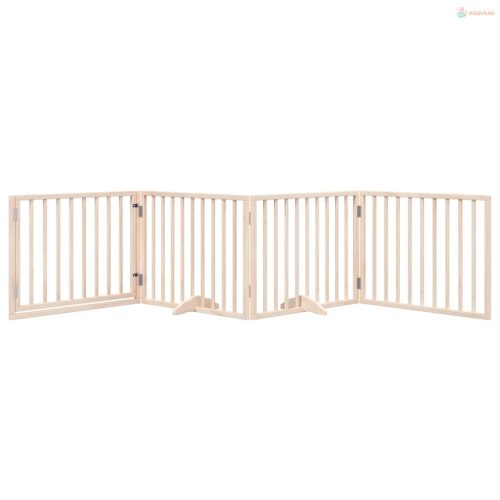 Nyárfa kutyakapu összecsukható ajtóval, 4 panellel, 320 cm