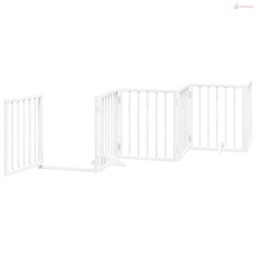 Fehér nyárfa 6 paneles összecsukható kutyakapu ajtóval 300 cm