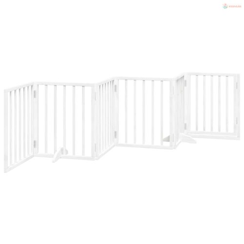 Fehér nyárfa 6 paneles összecsukható kutyakapu ajtóval 300 cm