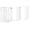 Fehér, nyárfa kutyakapu összecsukható ajtóval, 6 panellel, 300 cm