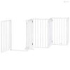 Fehér, nyárfa kutyakapu összecsukható ajtóval, 6 panellel, 300 cm