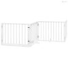 Fehér nyárfa 4 paneles összecsukható kutyakapu ajtóval 320 cm