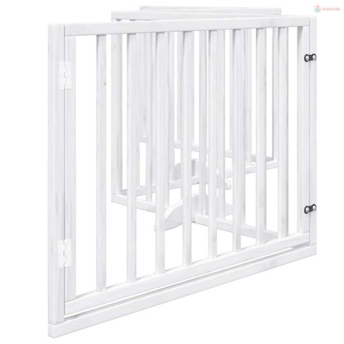 Fehér nyárfa 4 paneles összecsukható kutyakapu ajtóval 320 cm