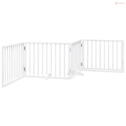 Fehér nyárfa 4 paneles összecsukható kutyakapu ajtóval 320 cm