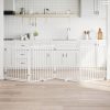 Fehér, nyárfa kutyakapu összecsukható ajtóval, 4 panellel, 320 cm