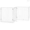 Fehér, nyárfa kutyakapu összecsukható ajtóval, 4 panellel, 320 cm