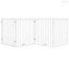 Fehér, nyárfa kutyakapu összecsukható ajtóval, 4 panellel, 320 cm
