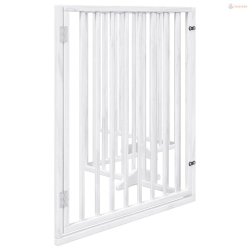Fehér, nyárfa kutyakapu összecsukható ajtóval, 4 panellel, 320 cm