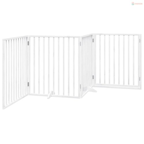 Fehér, nyárfa kutyakapu összecsukható ajtóval, 4 panellel, 320 cm