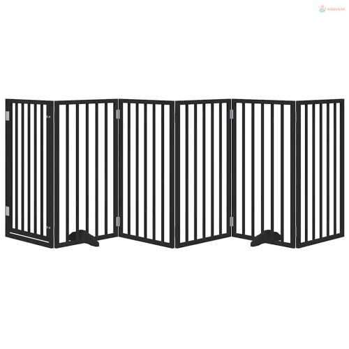Fekete nyárfa 6 paneles összecsukható kutyakapu ajtóval 300 cm