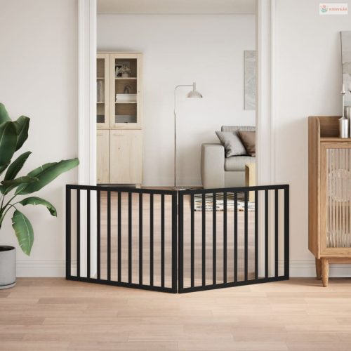 Fekete, összecsukható, 2 paneles nyárfa kutyakapu 160 cm