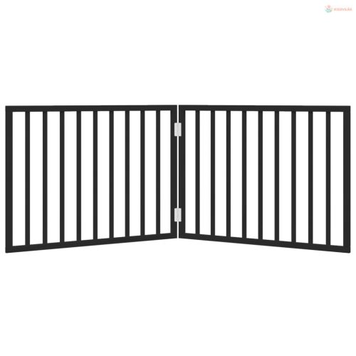 Fekete, összecsukható, 2 paneles nyárfa kutyakapu 160 cm