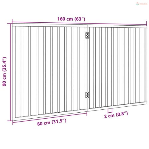 Fekete, összecsukható, 2 paneles nyárfa kutyakapu 160 cm