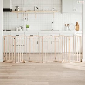 Összecsukható ajtós kutyakapu 6 panellel, 300 cm, nyárfa