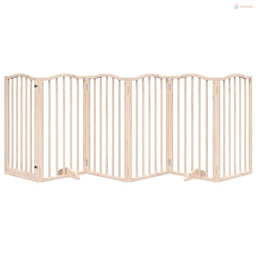 Összecsukható ajtós kutyakapu 6 panellel, 300 cm, nyárfa