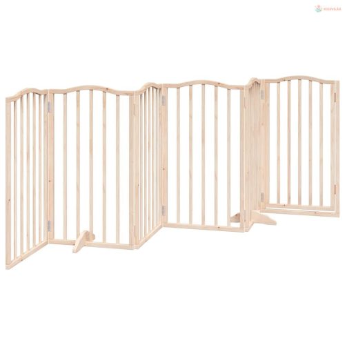 Összecsukható ajtós kutyakapu 6 panellel, 300 cm, nyárfa