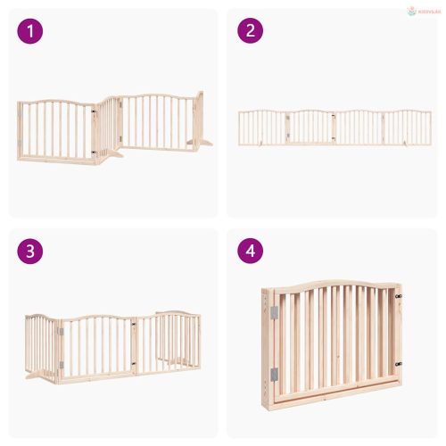 Nyárfa 4 paneles összecsukható kutyakapu ajtóval 320 cm