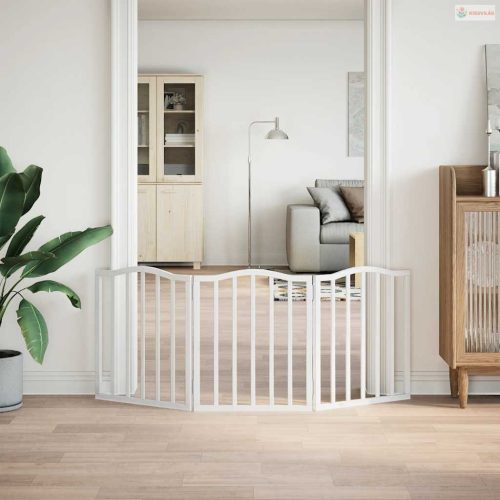 Fehér nyárfa 3 paneles összecsukható kutyakapu 150 cm