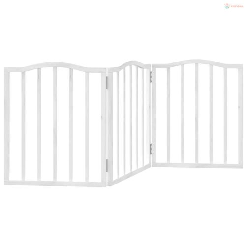 Fehér nyárfa 3 paneles összecsukható kutyakapu 150 cm