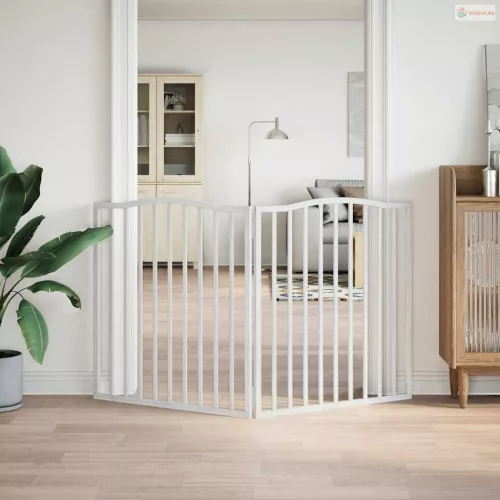 Fehér nyárfa 2 paneles összecsukható kutyakapu 160 cm
