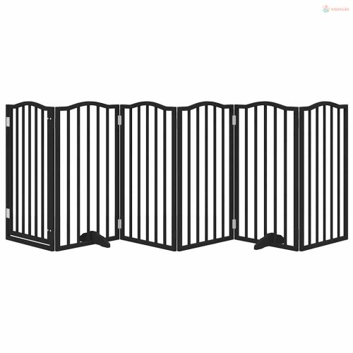 Fekete nyárfa 6 paneles összecsukható kutyakapu ajtóval 300 cm