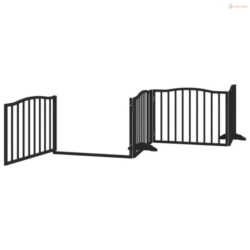 Fekete nyárfa kutyakapu összecsukható ajtóval, 4 panellel, 320 cm