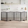Fekete nyárfa 4 paneles összecsukható kutyakapu ajtóval 320 cm