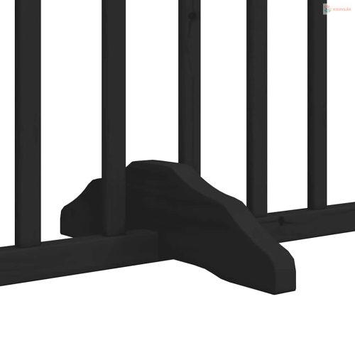 Fekete nyárfa 4 paneles összecsukható kutyakapu ajtóval 320 cm